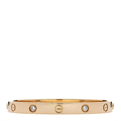 Cartier 18K Yellow Gold 4 Diamond LOVE Bracelet 17 1 of 9