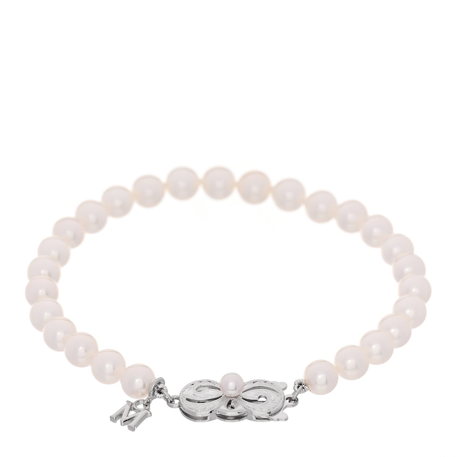 Mikimoto 18K White Gold Akoya Cultured Pearl 5.5-6mm Strand Bracelet 2 of 3