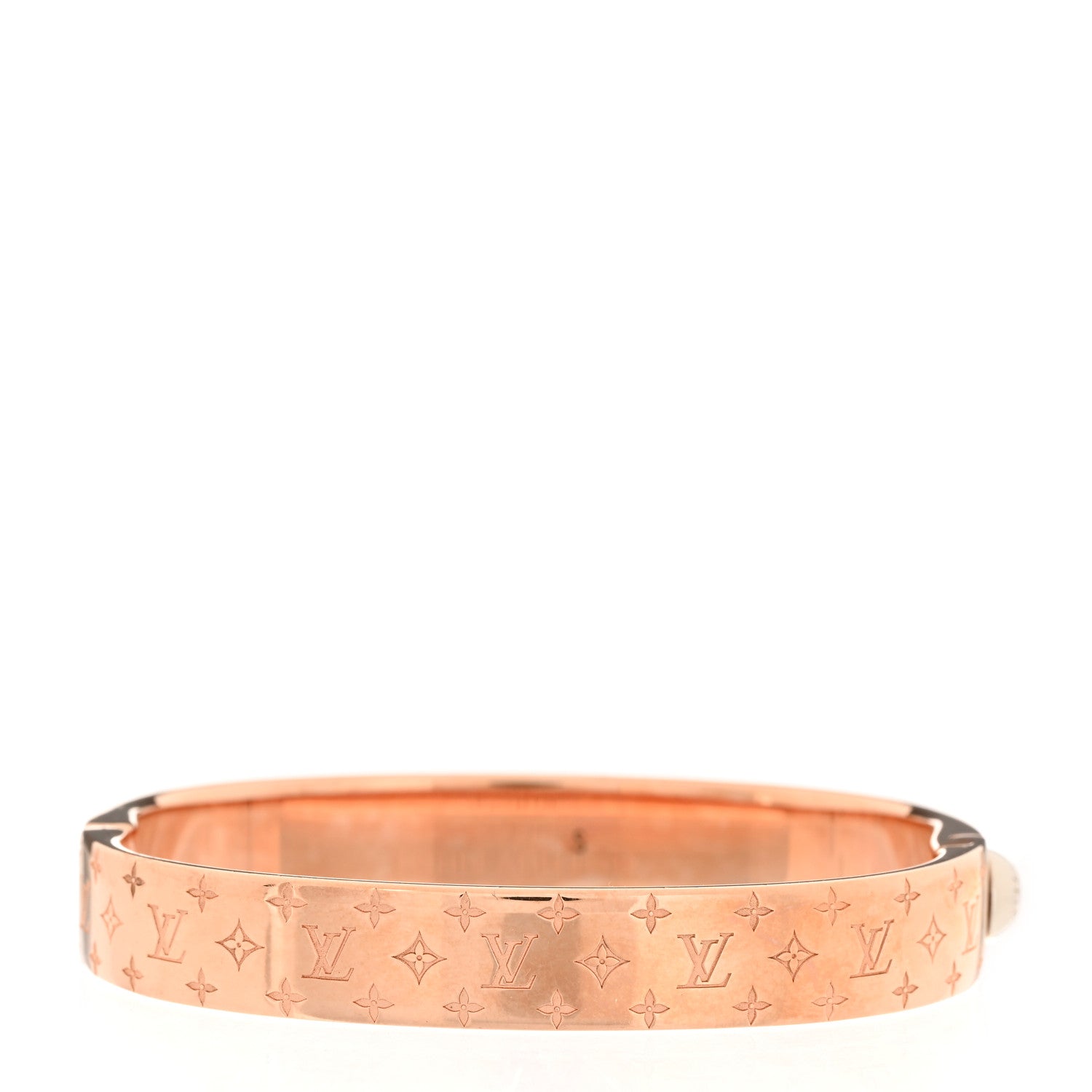 Louis Vuitton Brass Monogram Nanogram Cuff S Pink Gold 3 of 6