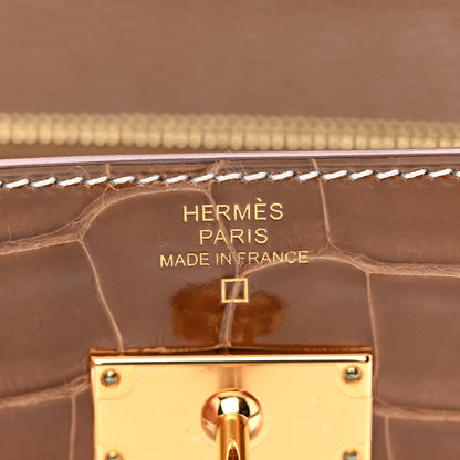 Hermes Shiny Alligator Kelly Longue Wallet Ficelle 6 of 12