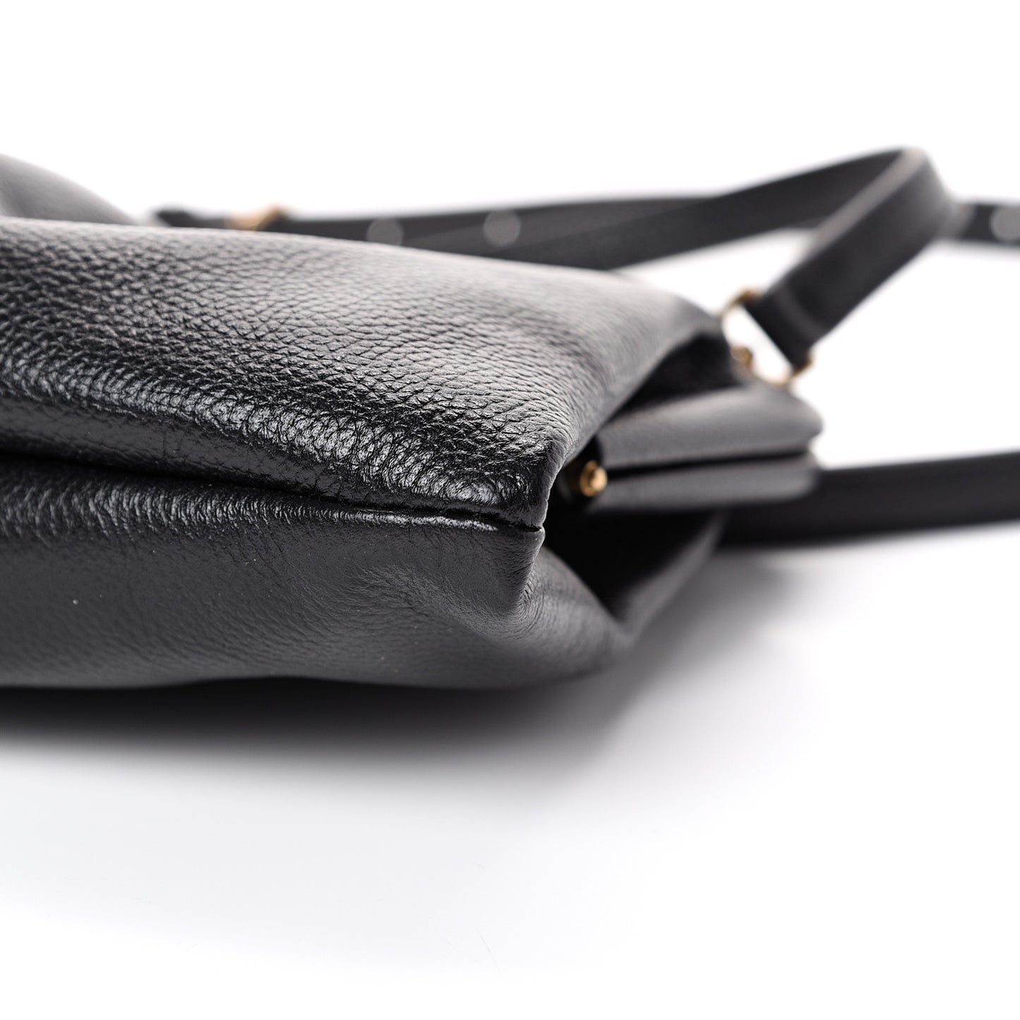 Grained Calfskin Logo XL Cloud Clutch Black