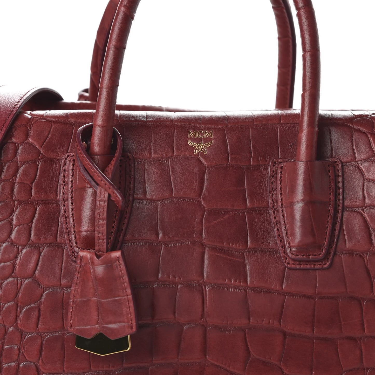 Calfskin Crocodile Embossed Medium Milla Tote Ruby