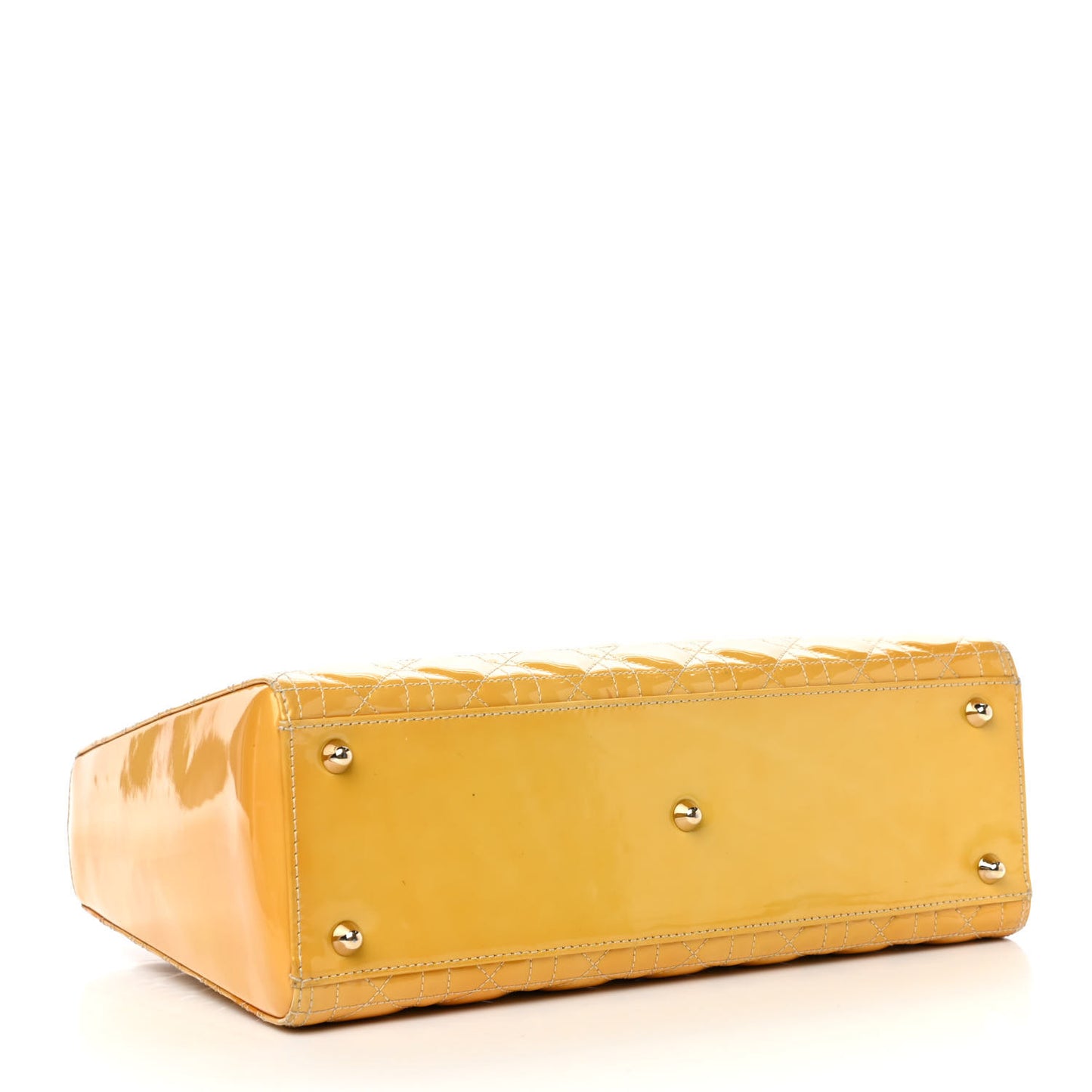 Patent Cannage Large Lady Dior Yellow