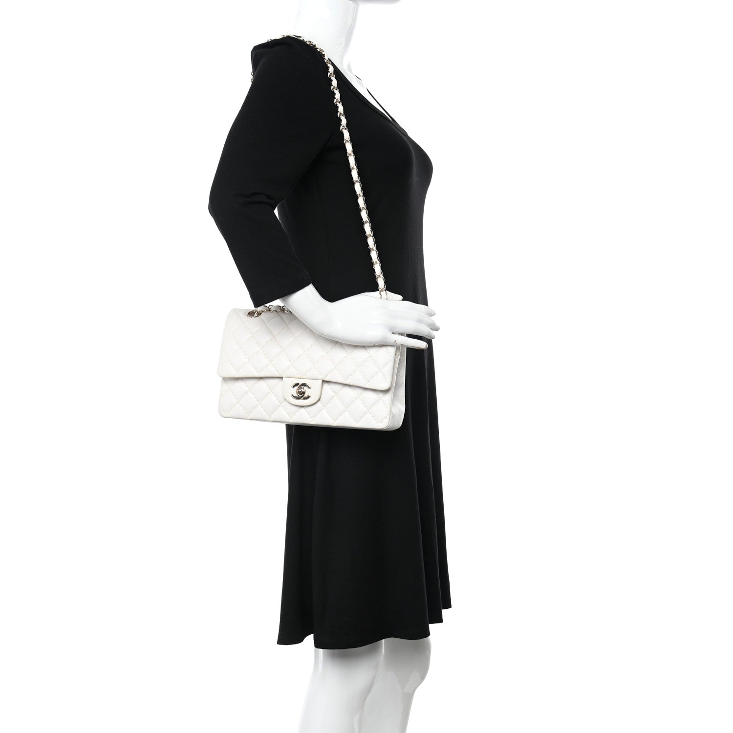 Chanel Caviar Quilted Medium Double Flap White 2 of 10