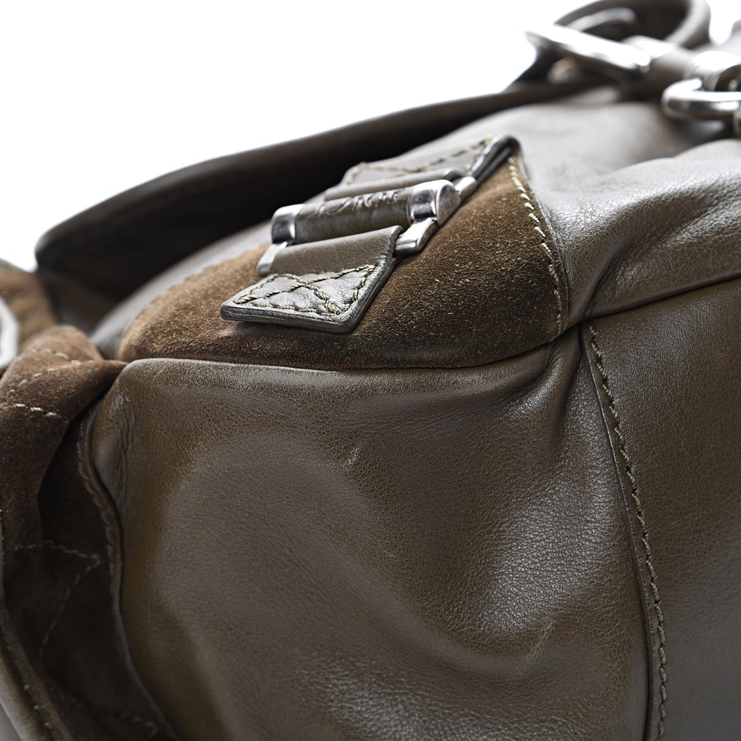 Calfskin Suede Rebelle Hobo Green