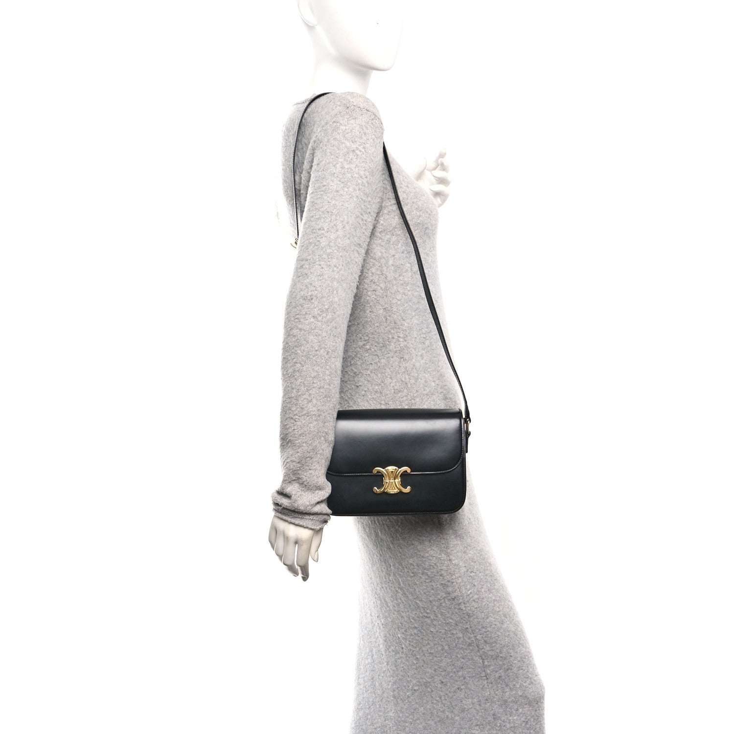 Celine Shiny Calfskin Medium Triomphe Black 2 of 12