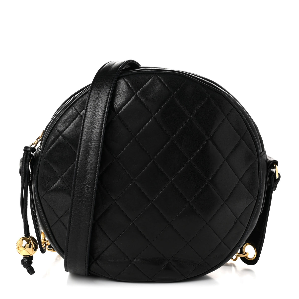 Chanel Lambskin Quilted Round Tassel Crossbody Bag Black 1 of 11