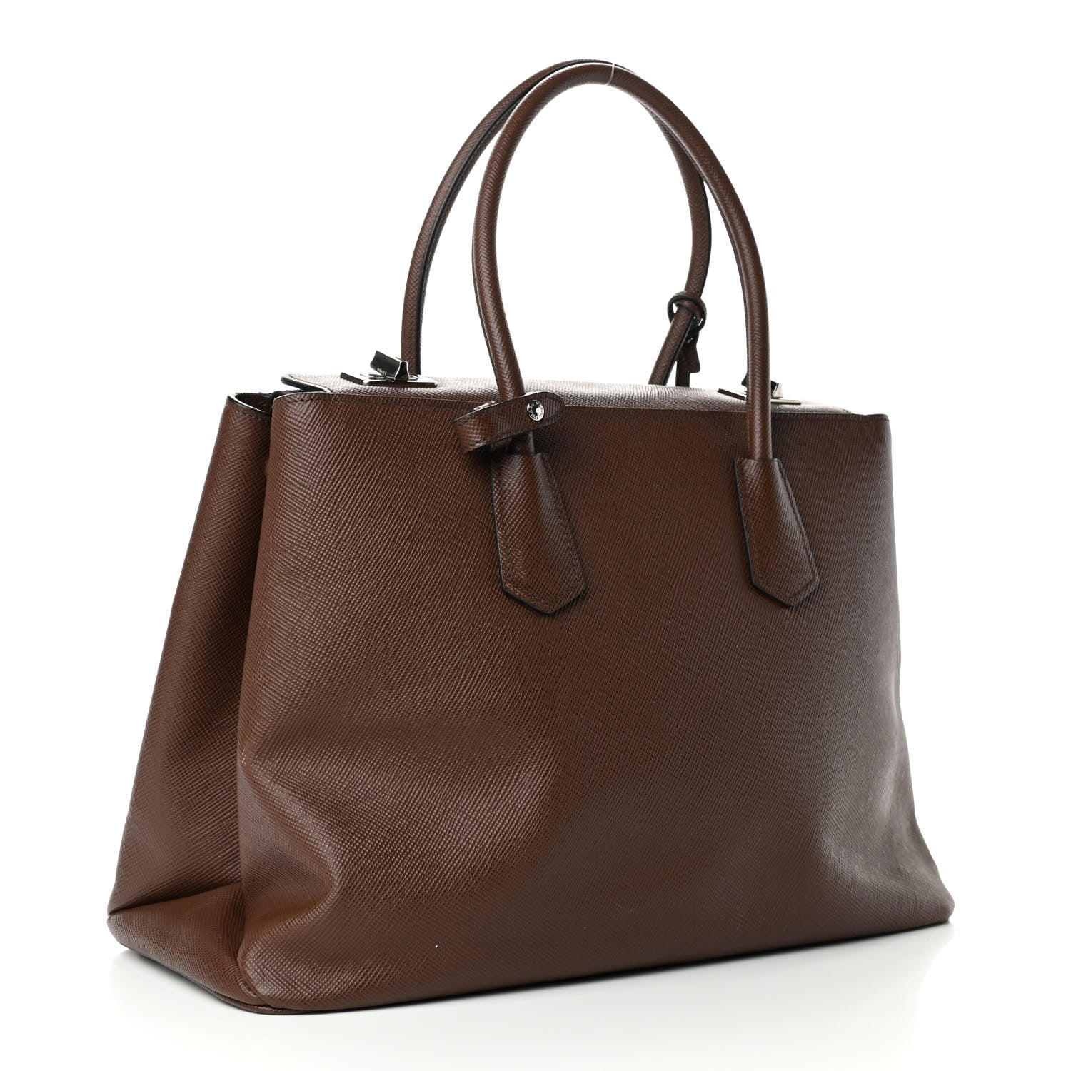 Prada Saffiano Cuir Twin Tote Cacao 2 of 4