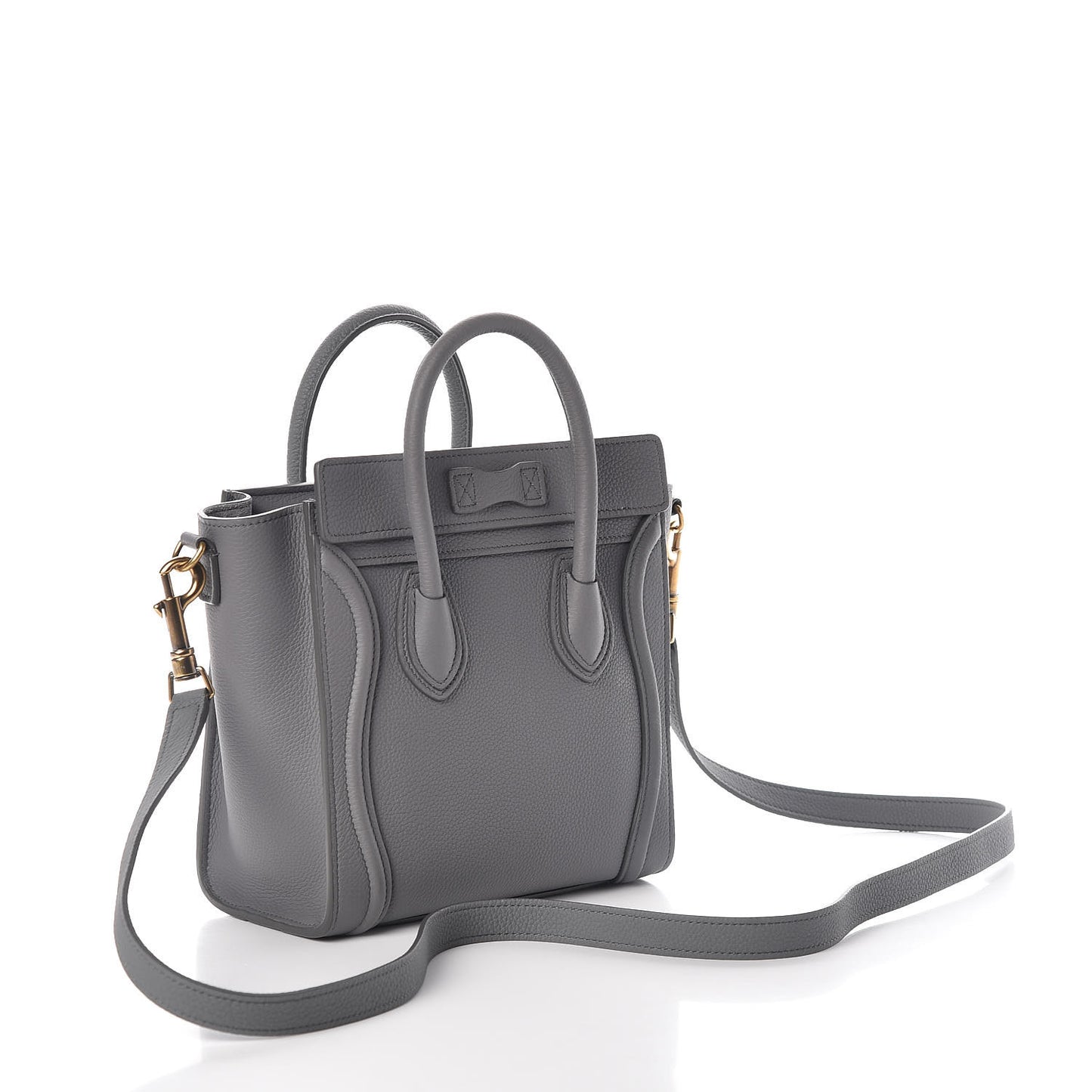 Drummed Calfskin Nano Luggage Kohl