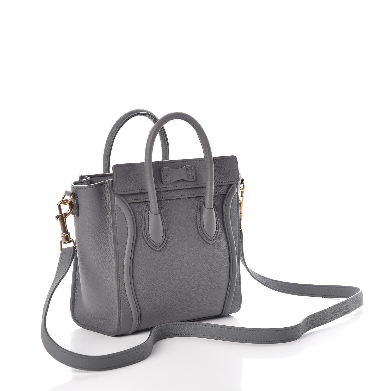 Celine Drummed Calfskin Nano Luggage Kohl 3 of 9