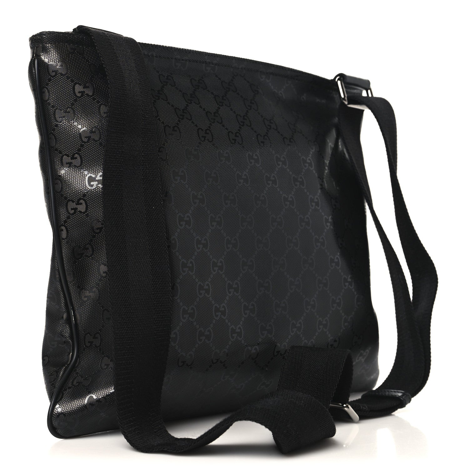 Gucci Imprime Monogram Medium Flat Messenger Bag Black 3 of 10
