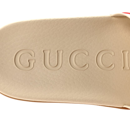 Gucci Rubber Web Womens Interlocking G Slide Sandals 40 Mystic White Green Red 8 of 9