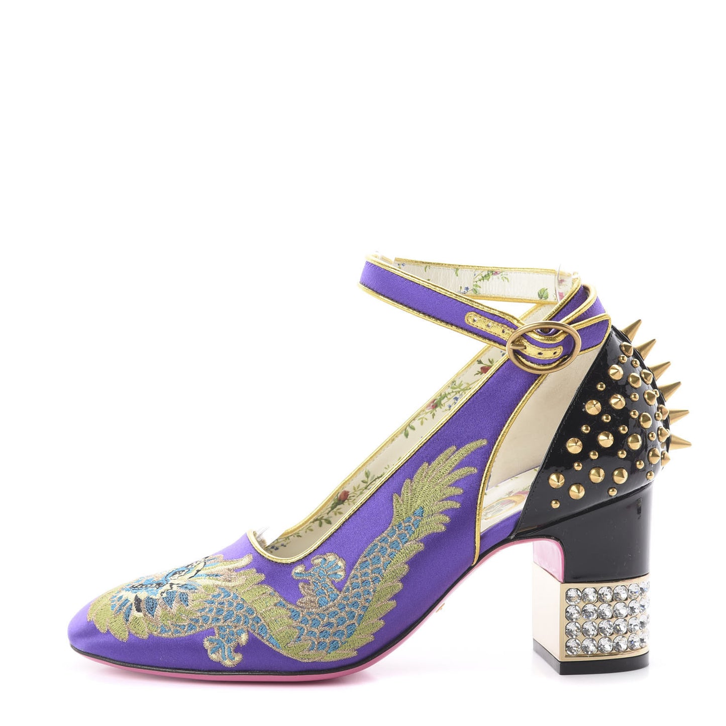Satin Embroidered Dragon Caspar Pumps 37 Purple Oro Vecchio Black