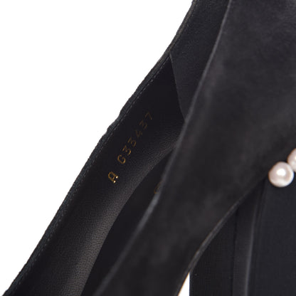 Chanel Suede Grosgrain Pearl CC Cap Toe Pump 39.5 Black 8 of 9