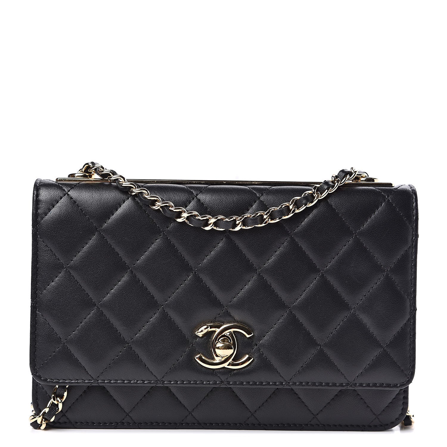 Chanel Lambskin Quilted Trendy CC Wallet On Chain WOC Black 1 of 13