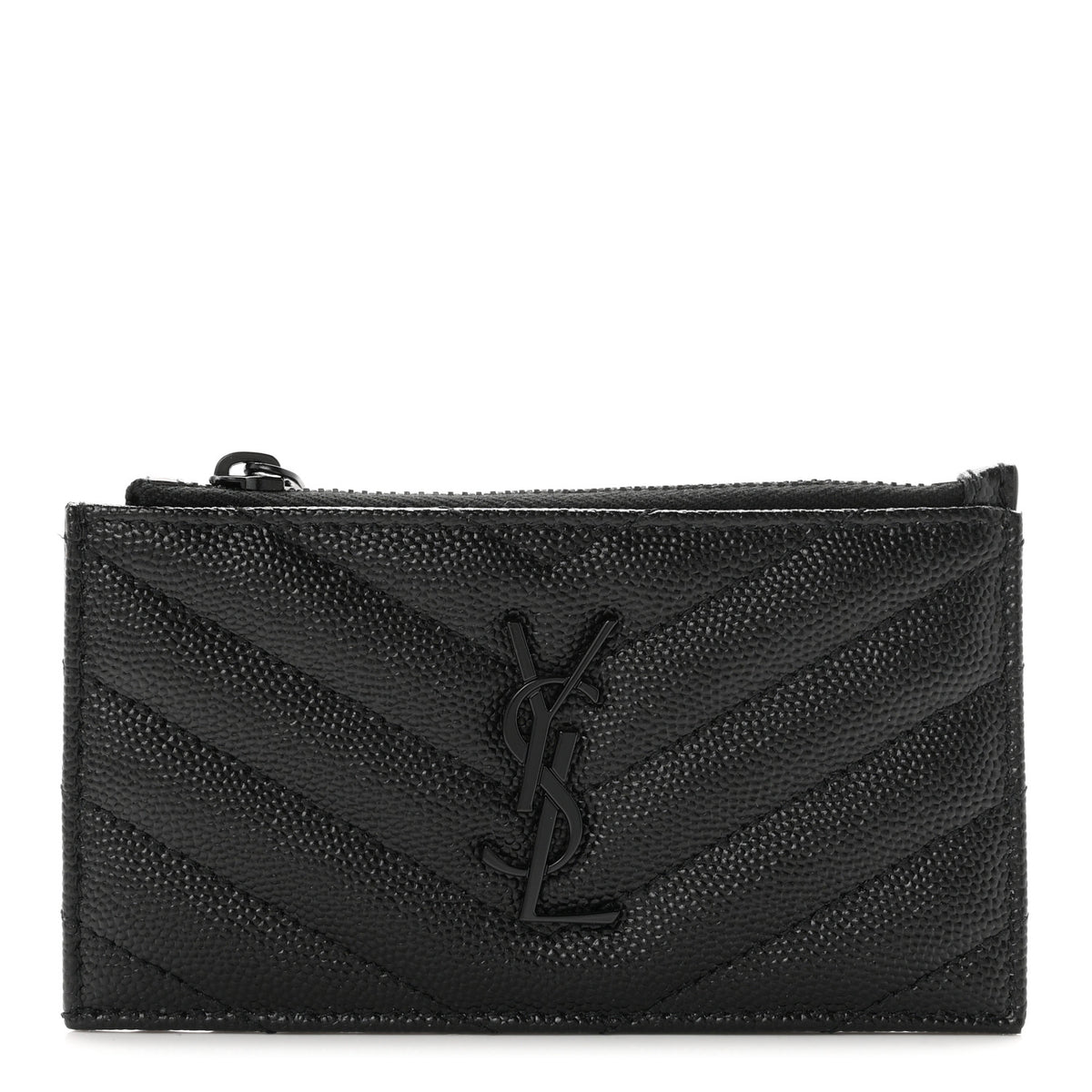 Grain De Poudre Matelasse Chevron Monochrome Fragments Zippered Card Case Black