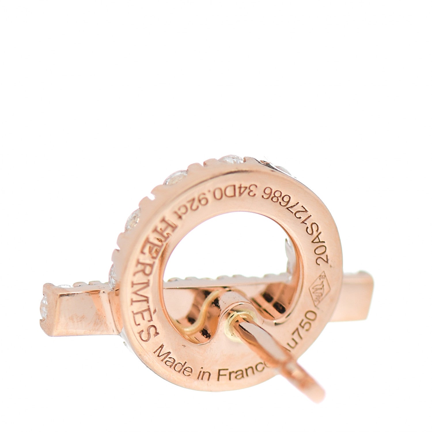 Hermes 18K Rose Gold Diamond Finesse Earrings 3 of 4