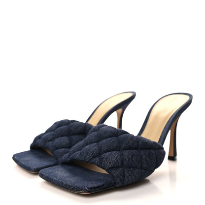 Bottega Veneta Denim Matelasse Padded Mule Sandals 39 Indigo 3 of 7