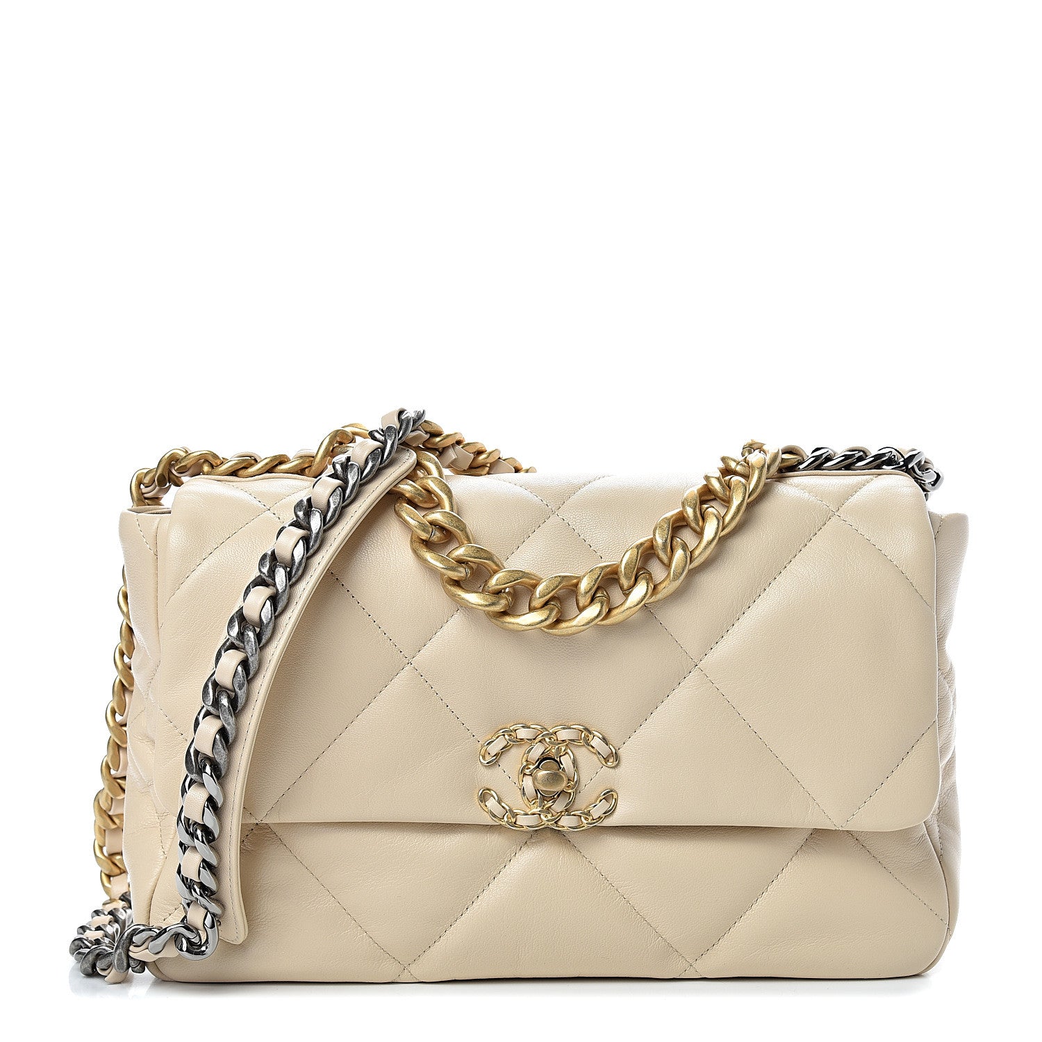Chanel Goatskin Quilted Large 19 Flap Beige 1 of 10