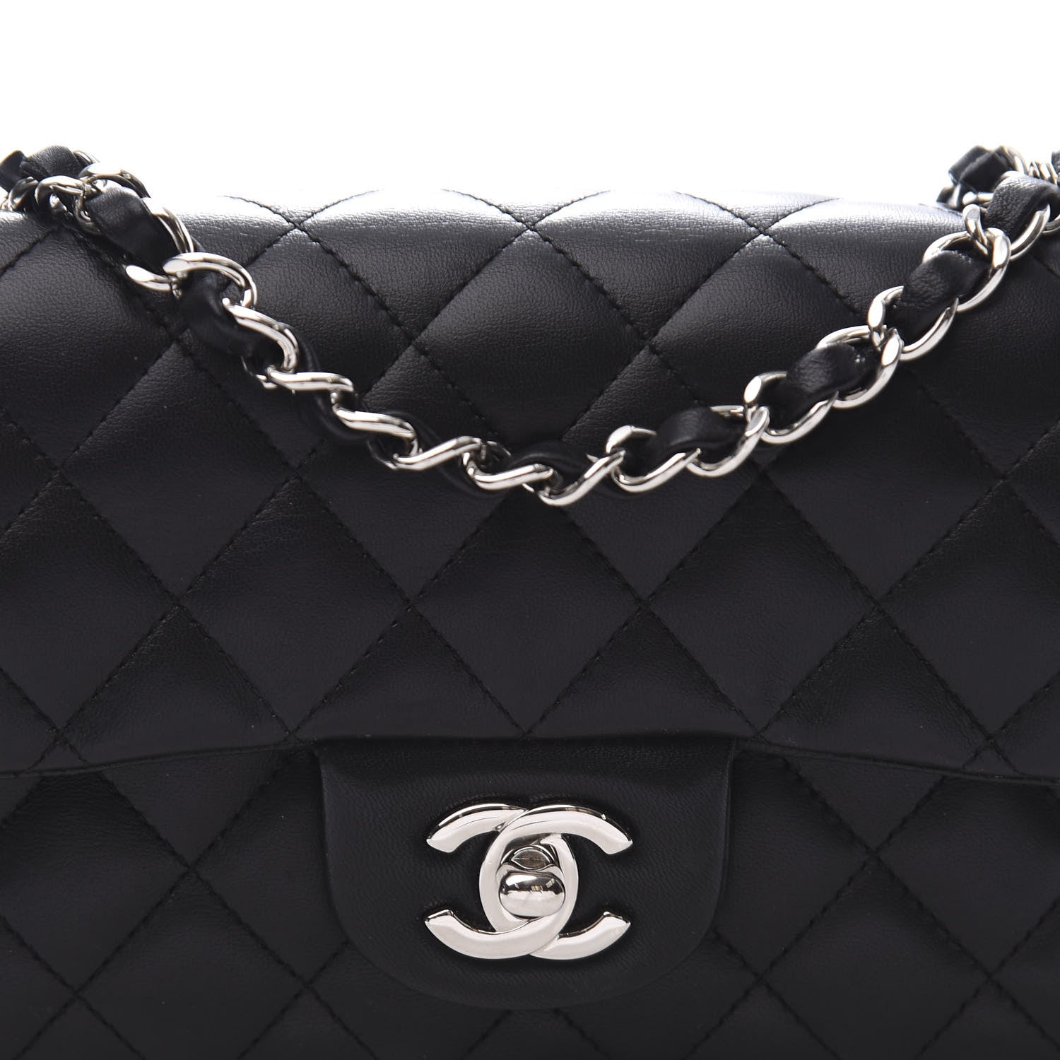 Chanel Lambskin Quilted Mini Rectangular Flap Black 9 of 10