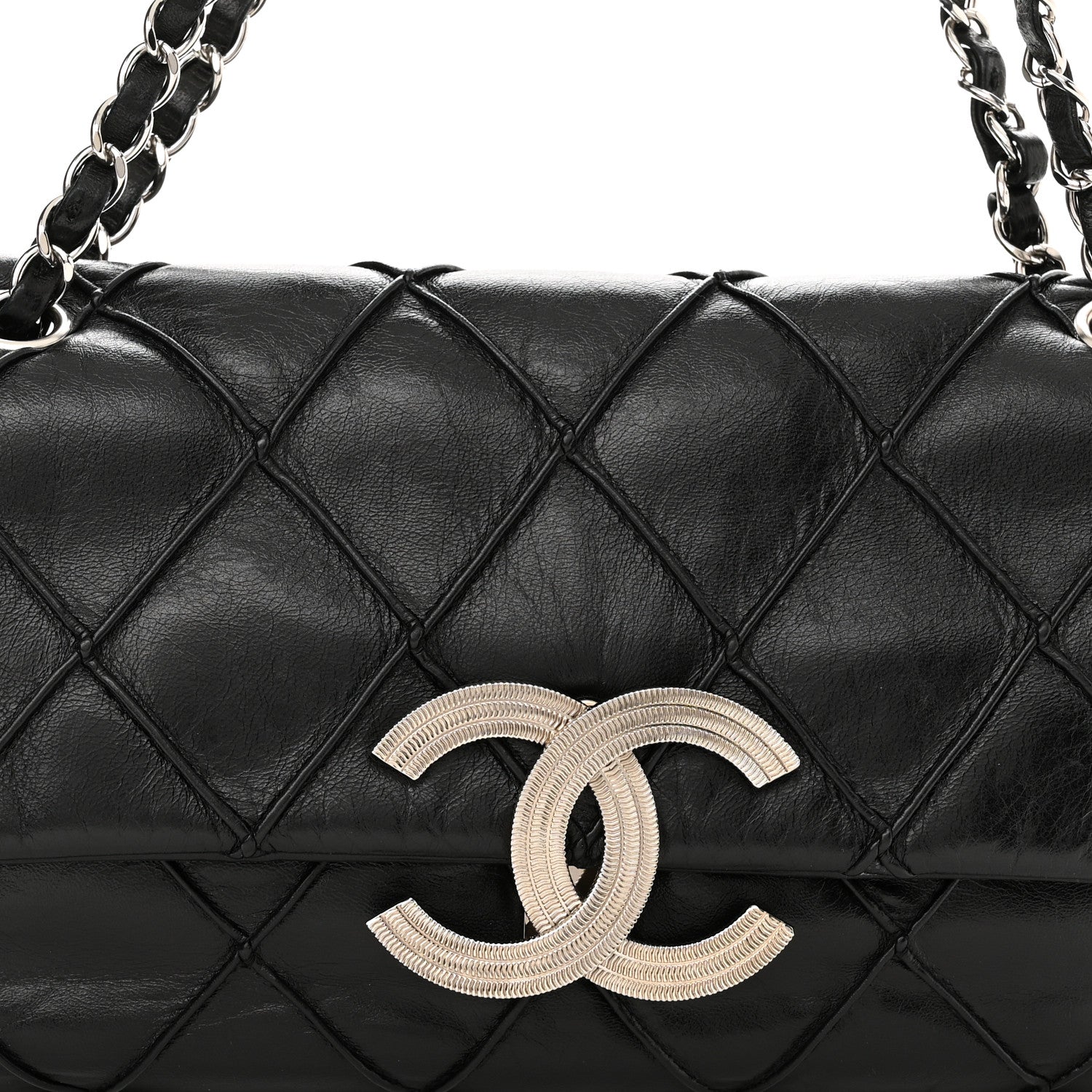 Chanel Lambskin Quilted Giant CC Flap Shoulder Bag Black 7 of 10