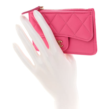 Chanel Caviar Quilted Flap Zip Card Holder Dark Pink 2 of 7