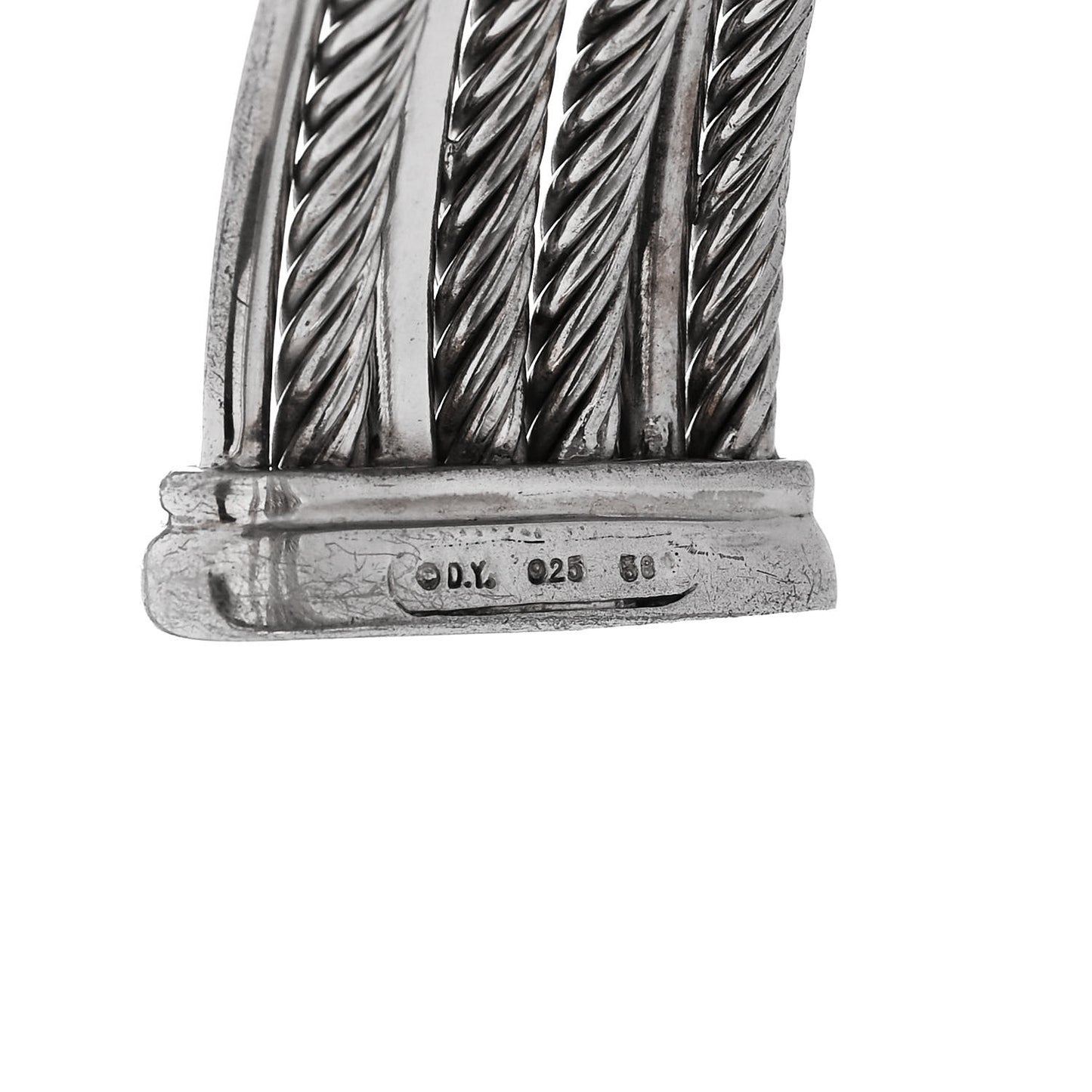 Sterling Silver 14K White Gold Diamond Crossover Four Row Cuff Bracelet