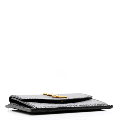 Saint Laurent Grain De Poudre Uptown Monogram Card Case Black 4 of 10
