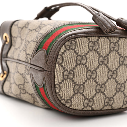 Gucci GG Supreme Monogram Web Mini Ophidia Bucket Bag Brown 9 of 10