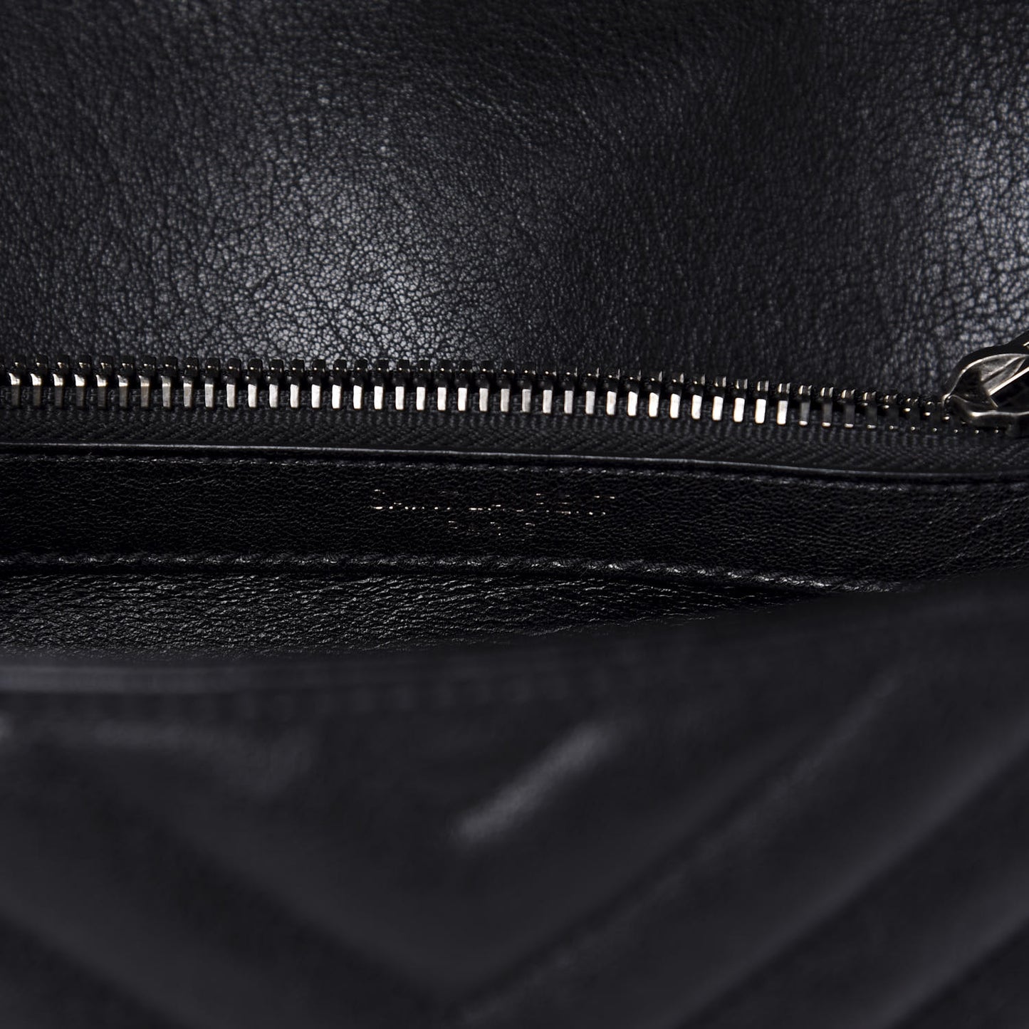 Sheepskin Matelasse Chevron Monogram Medium College Bag Black