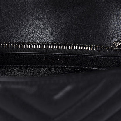 Saint Laurent Sheepskin Matelasse Chevron Monogram Medium College Bag Black 9 of 12