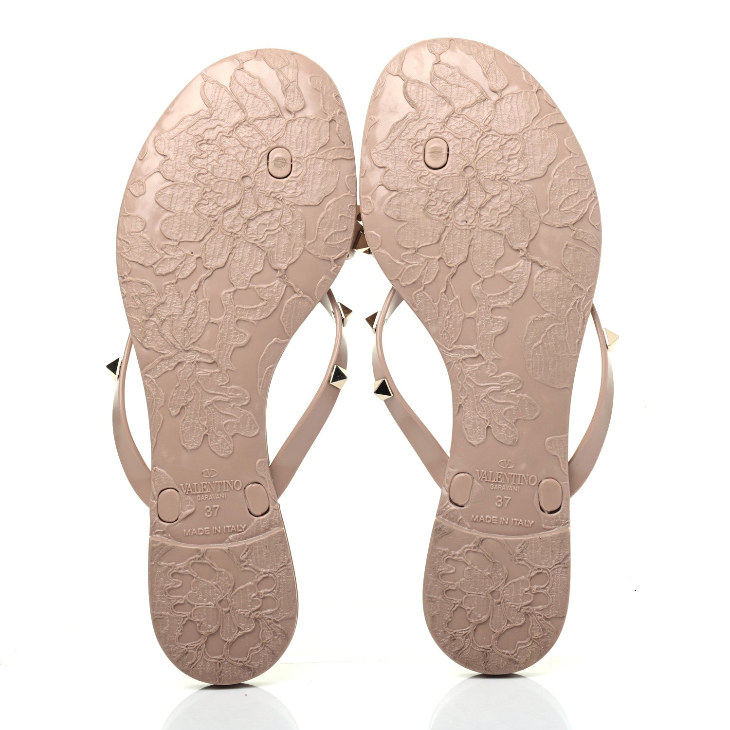 Valentino Garavani PVC Jelly Rockstud Bow Thong Sandals 37 Poudre 5 of 7