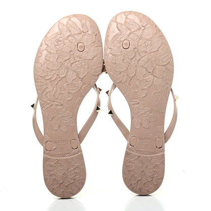 Valentino Garavani PVC Jelly Rockstud Bow Thong Sandals 37 Poudre 5 of 7