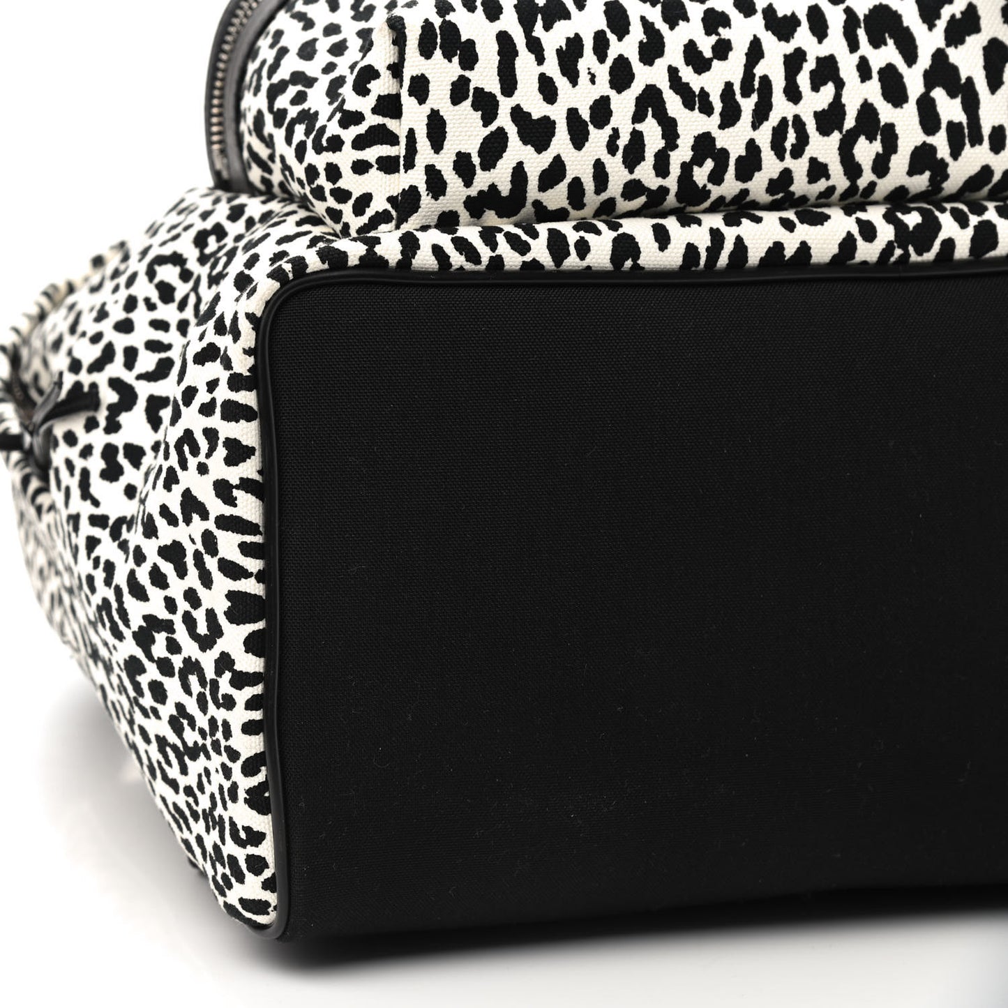 Canvas Leopard Print City Backpack Black White