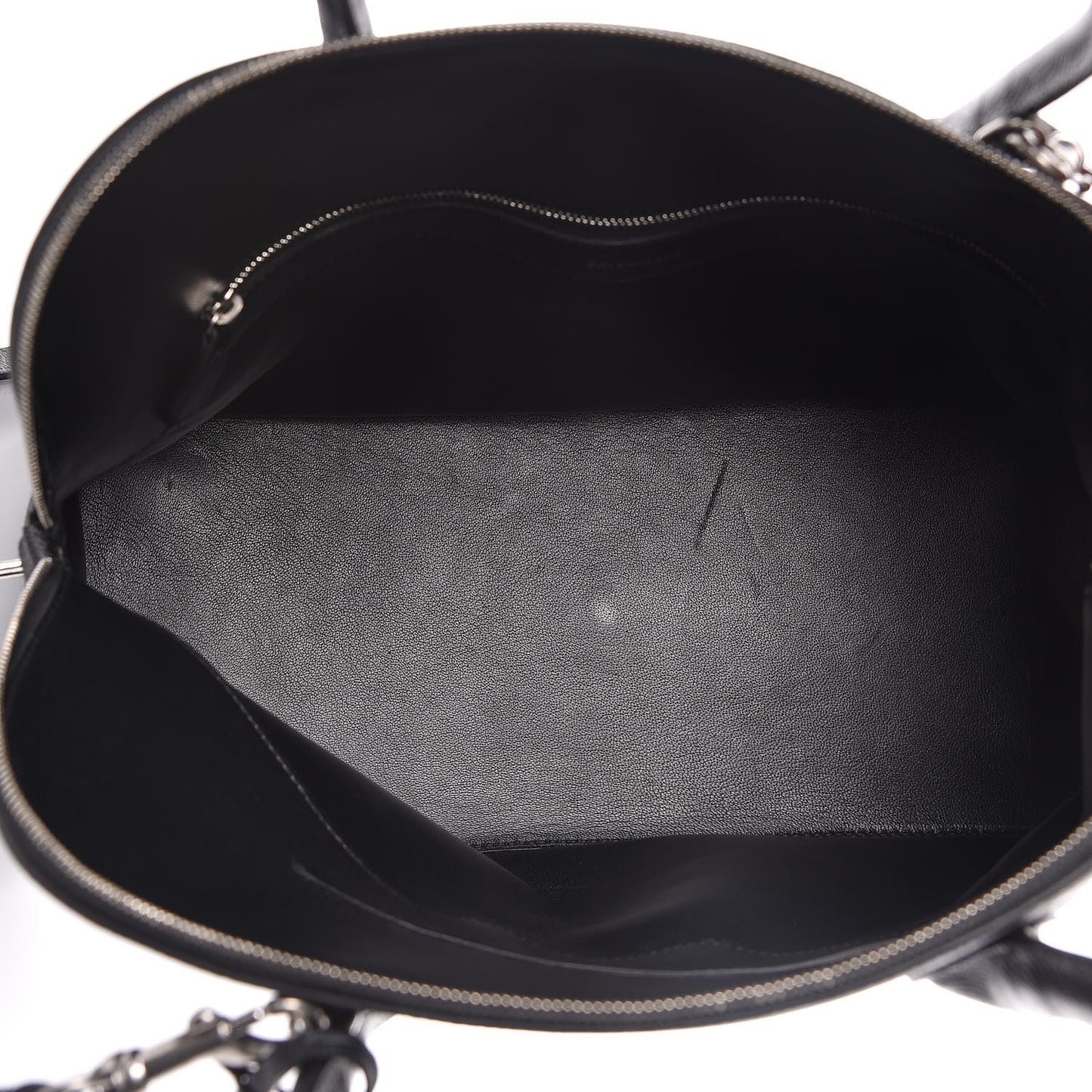 Signature Grained Calfskin Logo M Ville Top Handle Bag Black Rose Shocking