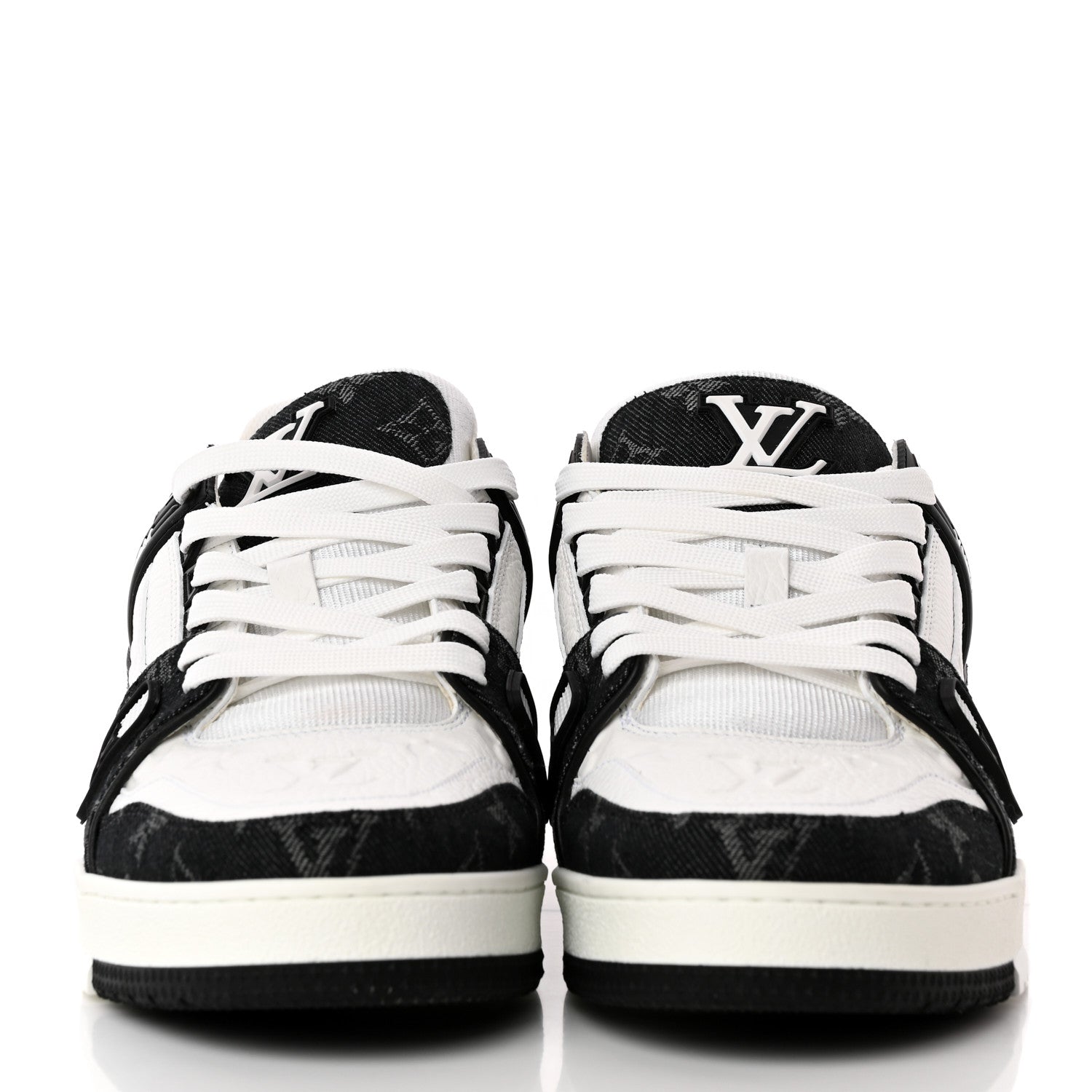 Louis Vuitton Calfskin Monogram Denim Mens LV Trainer Sneakers 6.5 Black 2 of 15
