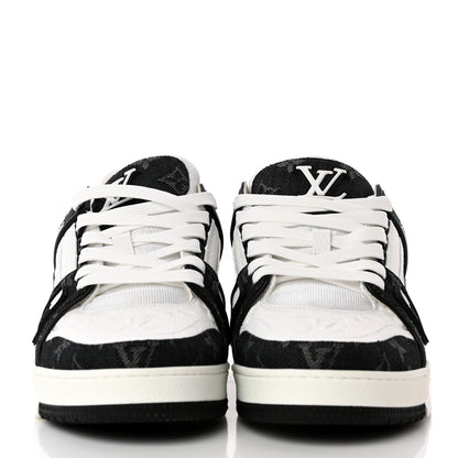 Louis Vuitton Calfskin Monogram Denim Mens LV Trainer Sneakers 6.5 Black 2 of 15