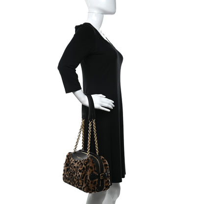 Burberry Prorsum Leopard Print Shearling Shoulder Bag Black 2 of 10