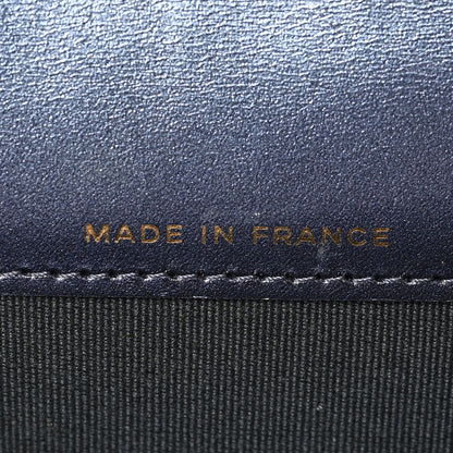 Chanel Metallic Lambskin Quilted Flap Card Holder Wallet Dark Blue 7 of 7