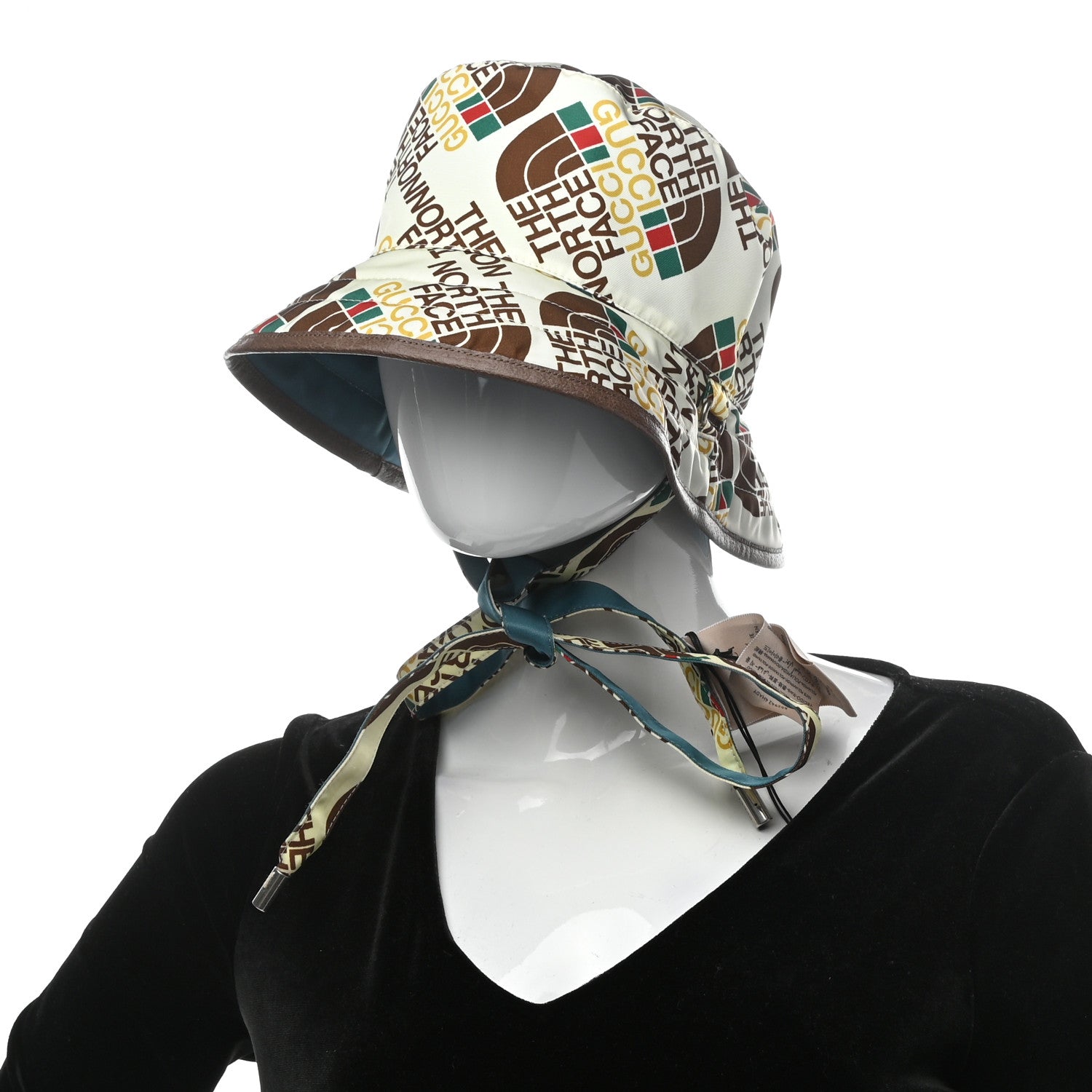 Gucci X THE NORTH FACE Nylon Reversible Self-Tie Bucket Hat L Beige Sky Blue 2 of 9