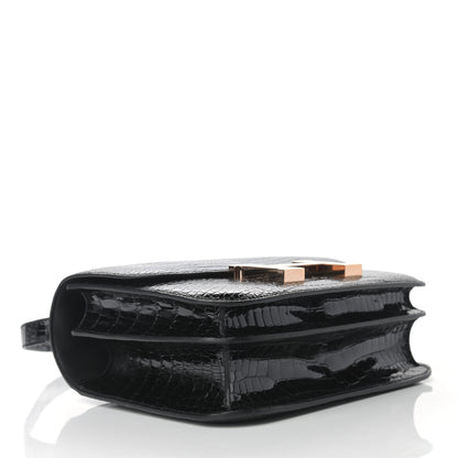Hermes Shiny Porosus Crocodile Constance 24 Black 4 of 10