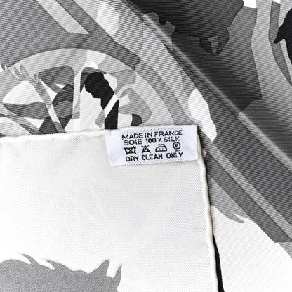Hermes Silk Ex-Libris En Camouflage Scarf 90 Gris Perle 5 of 5