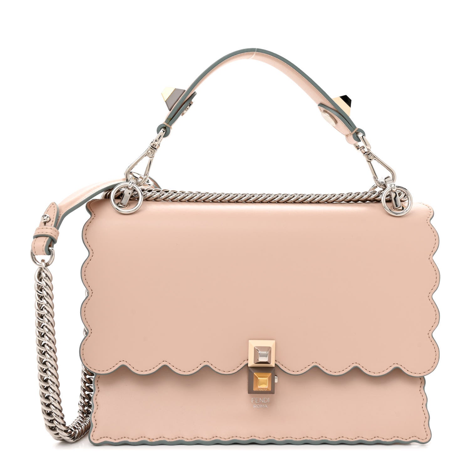 Fendi Vitello Liberty Scalloped Studded Kan I Shoulder Bag Plaster 1 of 16