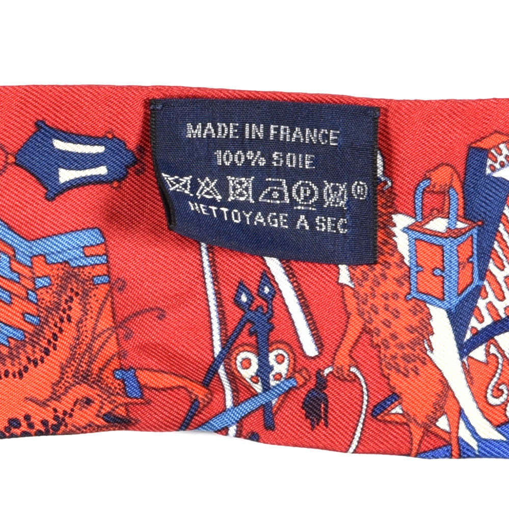 Hermes Silk La Folle Parade Twilly Rouge Bleu White 3 of 4