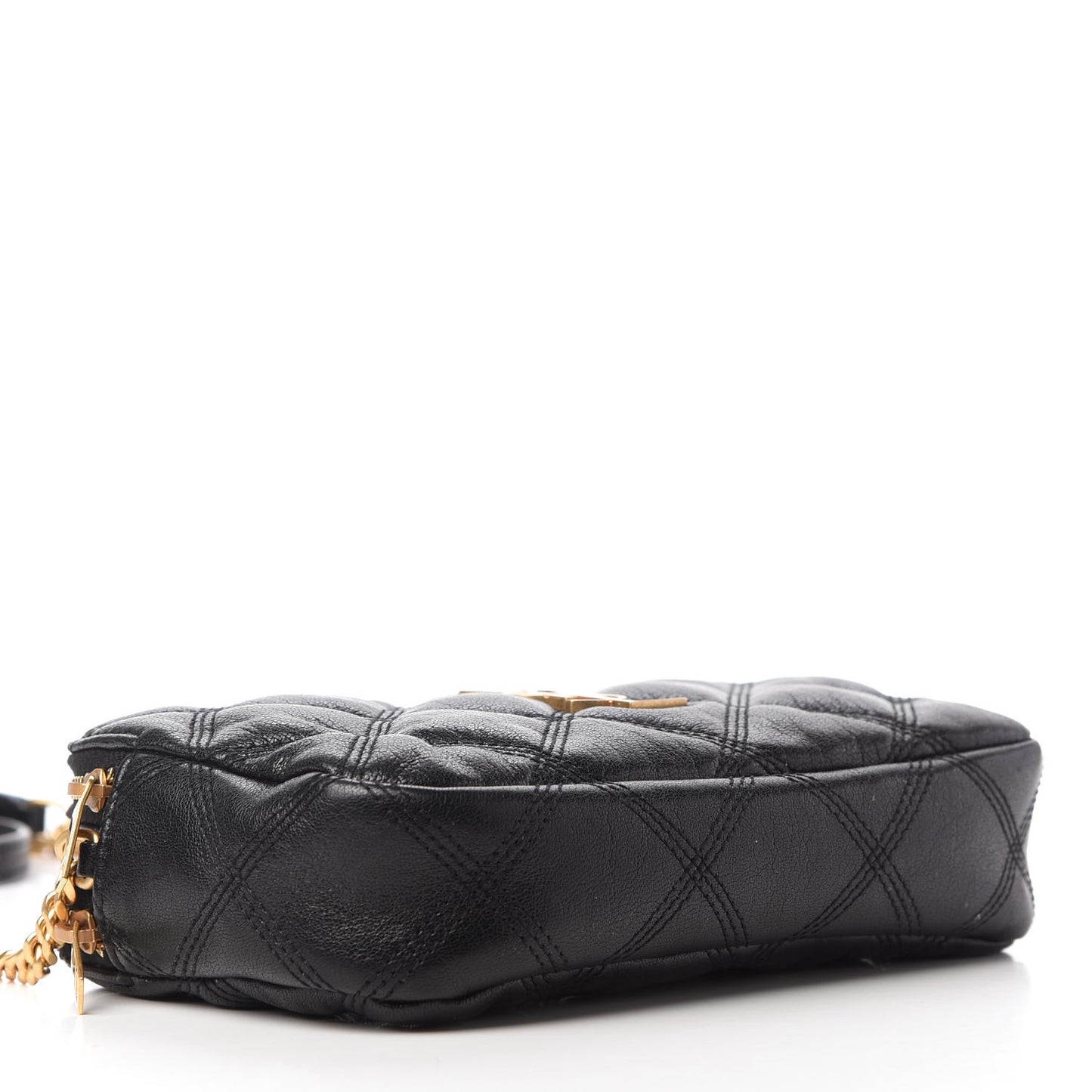 Grained Lambskin Quilted Mini Becky Double Zip Bag Black