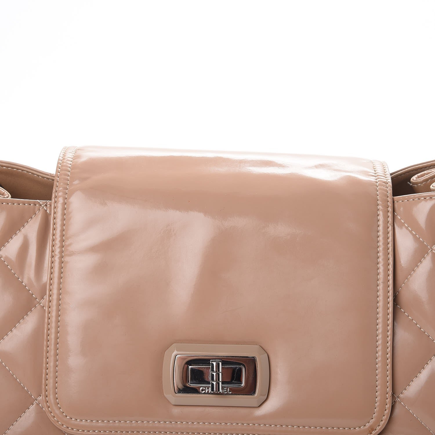 Chanel Patent Quilted Accordion Mademoiselle Flap Beige 9 of 10
