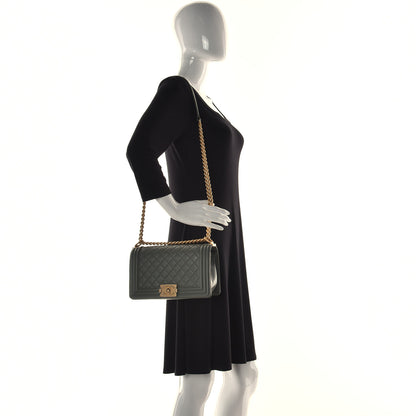 Chanel Calfskin Quilted Medium Boy Flap Dark Green 3 of 18