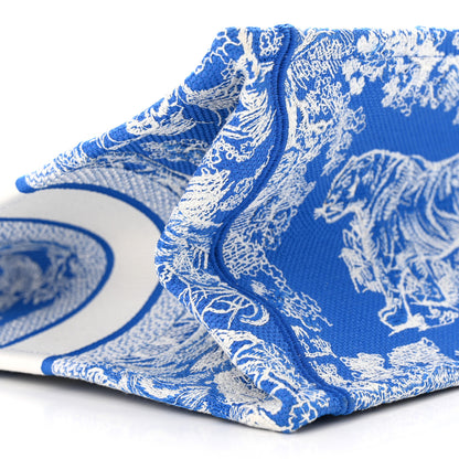 Christian Dior Canvas Embroidered Medium Dioriviera Toile De Jouy Book Tote Fluorescent Blue 9 of 12