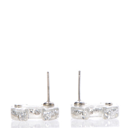 Chanel Resin Baguette CC Earrings Silver 4 of 6