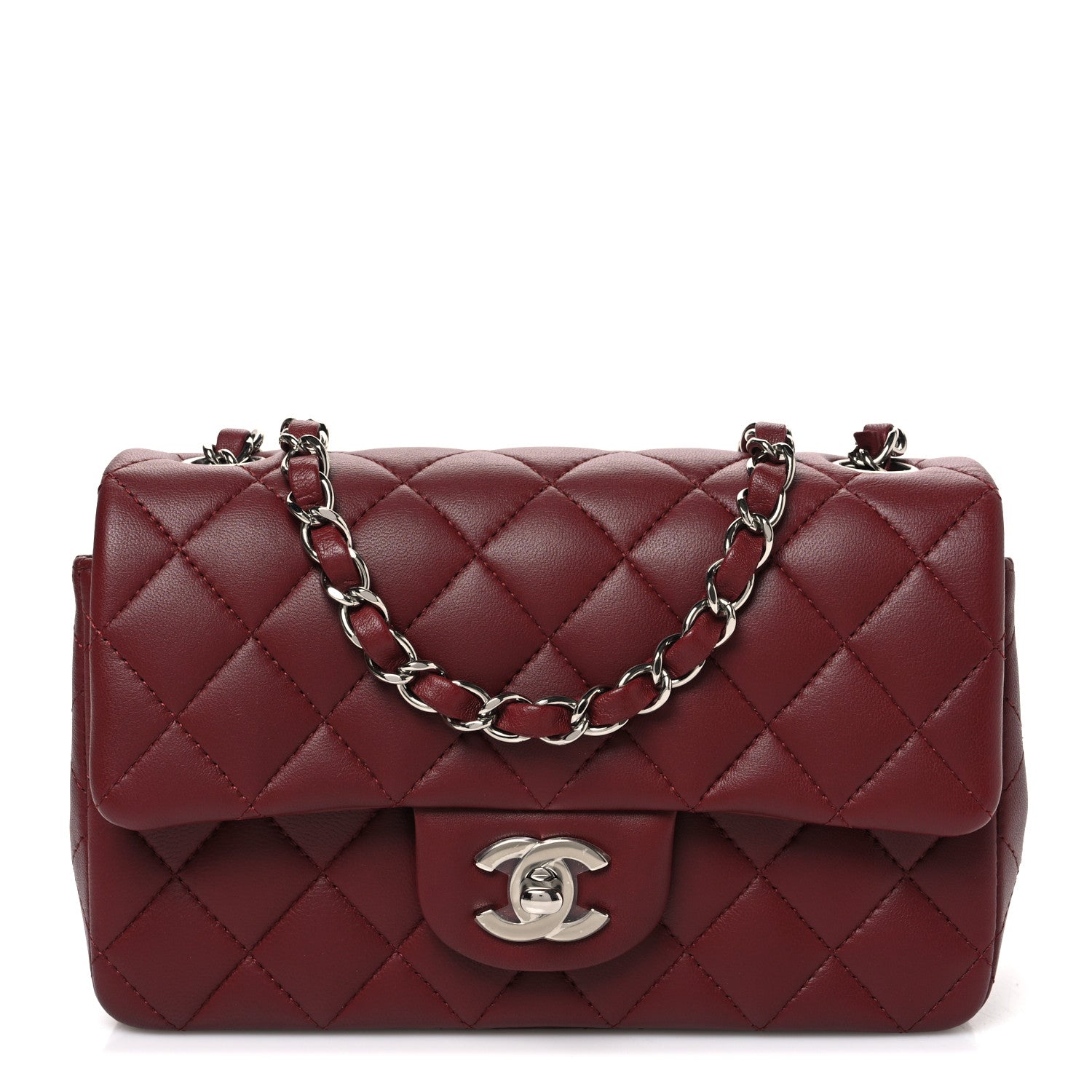 Chanel Lambskin Quilted Mini Rectangular Flap Burgundy 1 of 11